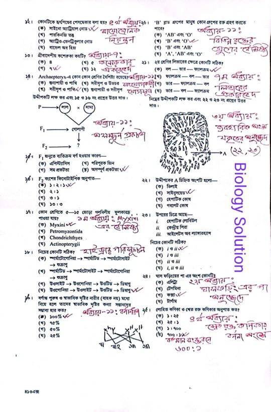 এইচএসসি জীববিজ্ঞান ২য় পত্র নৈবিত্তিক এর সমাধান ২০২২ ঢাকা বোর্ড